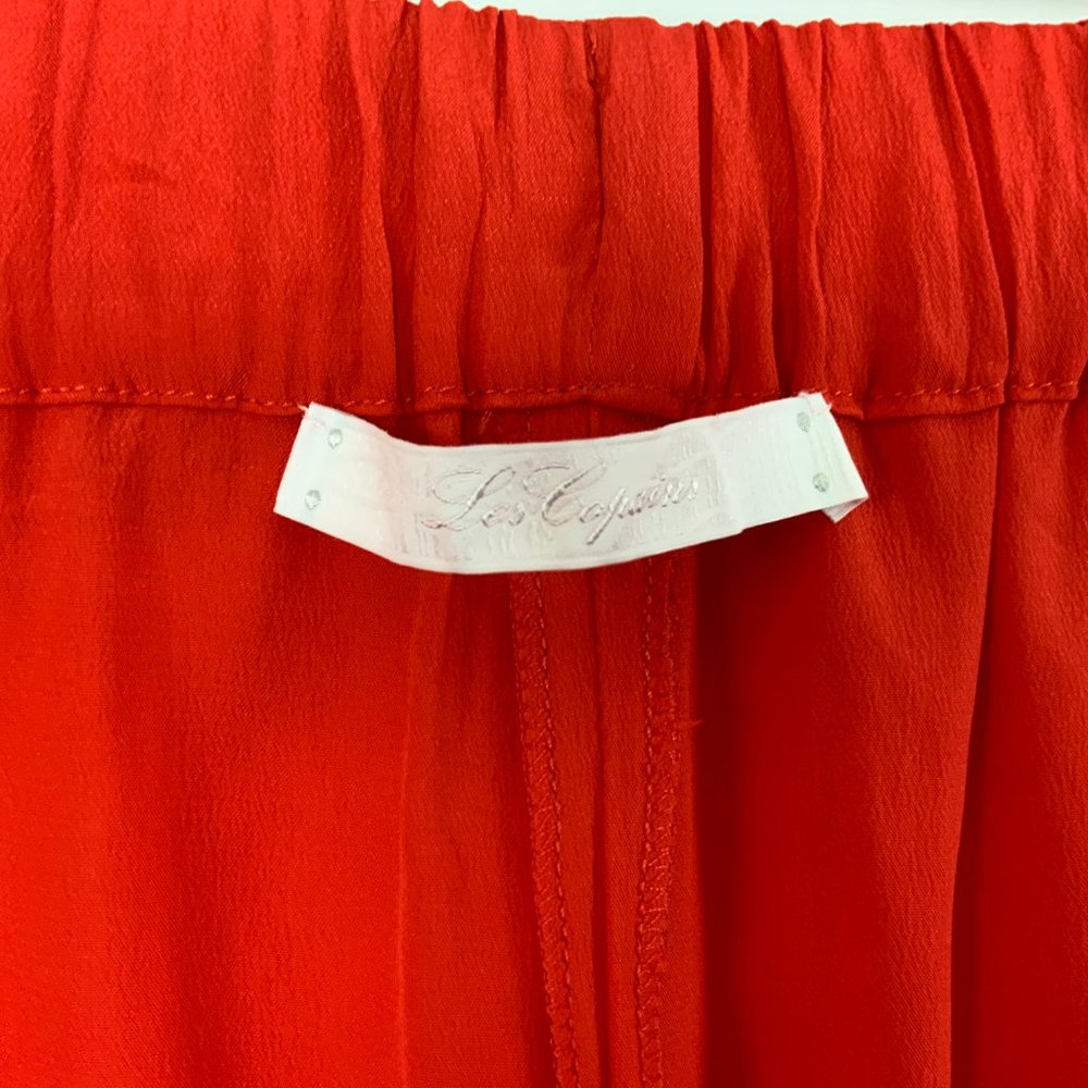 Les Copains Italy Scarlet Red Wide Leg Silk Palazzo Pants Size 8 - Picture 7 of 16